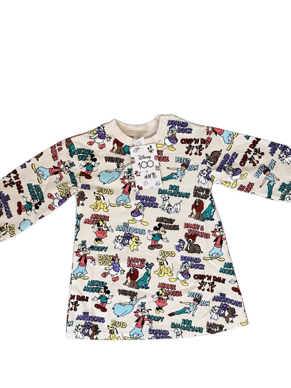 H&M Kids Cream Long Sleeve Disney Character Print Top